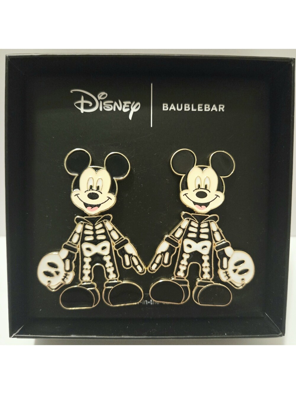 Baublebar x Disney Mickey Mouse Skeleton Earrings Glow in The Dark Halloween NIB